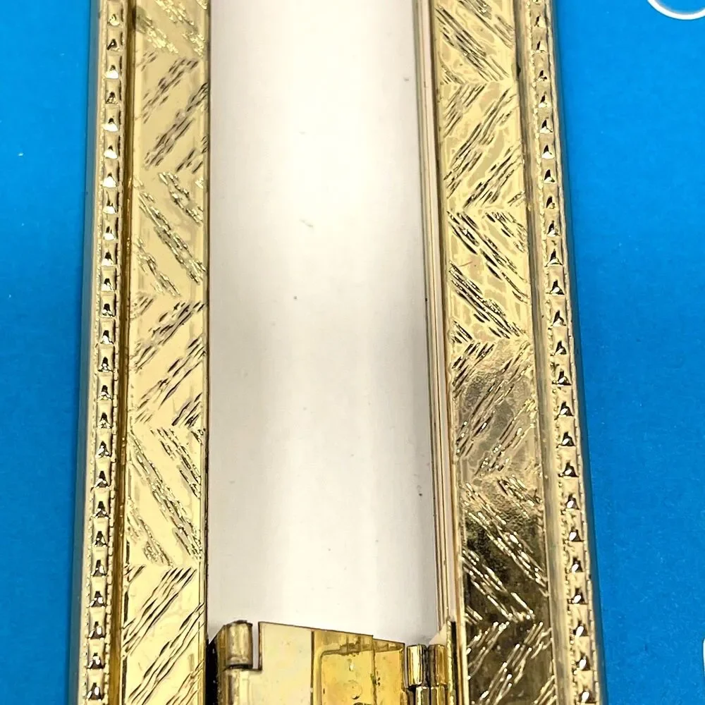 Vintage Tri-Fold Gold Tone Hinged Picture Frame Holds (3) 8x10 Photos-Tabletop